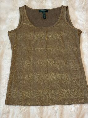Ralph Lauren Metallic Gold Scoop Neck Tank